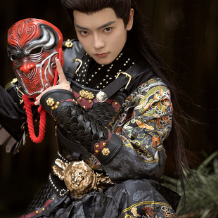 原创锦衣卫飞鱼服明制汉服男织金贴里曳撒鱼鳞甲护腕护臂甲胄盔甲