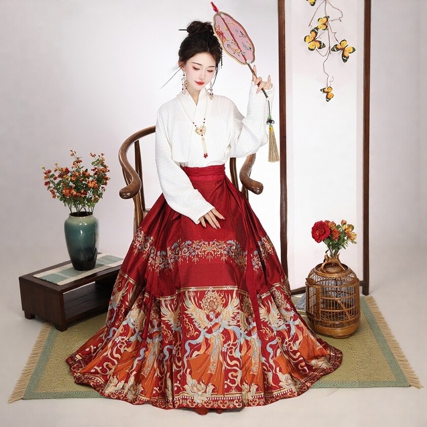 新款汉服女羲和织金仿妆花马面裙