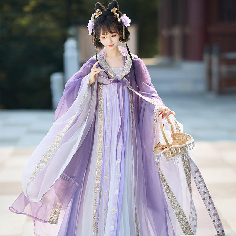 原创汉服女国风华丽唐风齐胸套装