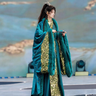 原创汉服男装织金道袍裘衣秋冬2025新款提花暗纹烫金大袖大氅套装