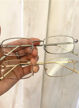 韩版原宿复古小框方形金属眼镜框太阳镜男i哥同款小脸潮墨镜近视