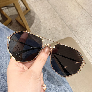 新款个性金属多边形潮流太阳镜大框女圆脸网红酷黑墨镜潮眼睛男