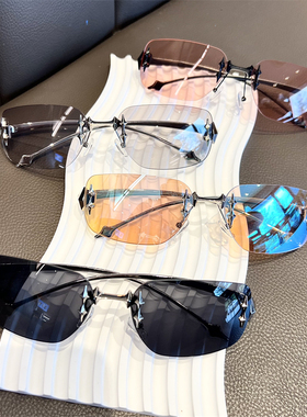 新款星星无框墨镜防风