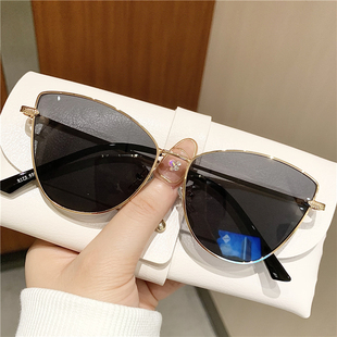 超酷欧美ins街舞三角金属墨镜女圆脸复古网红猫眼太阳镜小脸显瘦