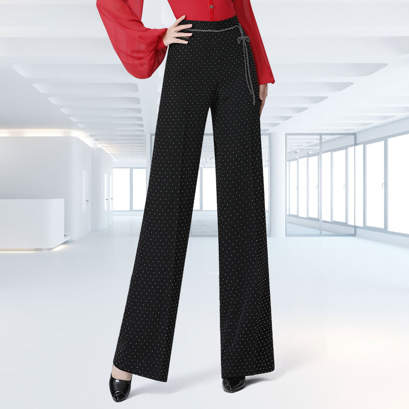 丹宝罗女士拉丁舞服装典雅编织绳设计精致烫钻高端国标舞裤子黑色