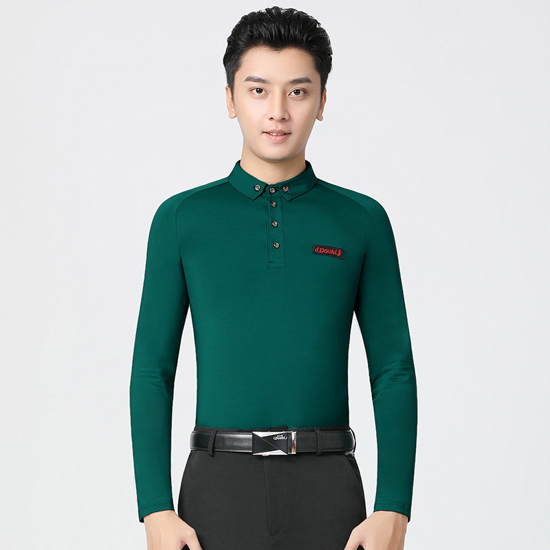 丹宝罗旗舰店男士舞蹈练功服斜肩帅气衬衣领长袖拉丁舞服秋季新款
