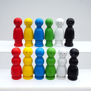 心理学格盘人偶沙盘木偶彩色家庭格板排列摆件场景实木积木套装