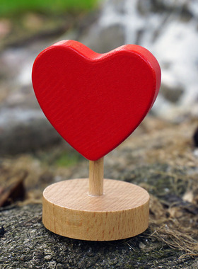 红色爱心摆件小物件木制可爱创意饰品心理排列配件实木工艺品