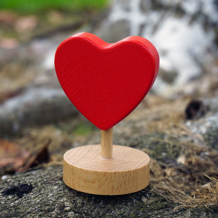 红色爱心摆件小物件木制可爱创意饰品心理排列配件实木工艺品