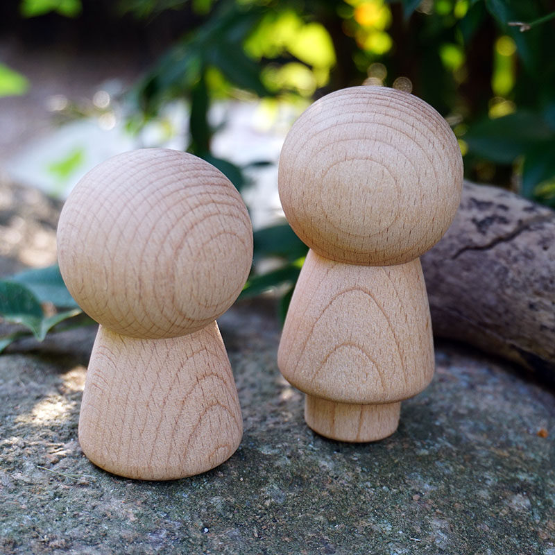 彩绘木头人大头胖娃娃木偶原木diy创意彩绘涂鸦wooden peg dolls
