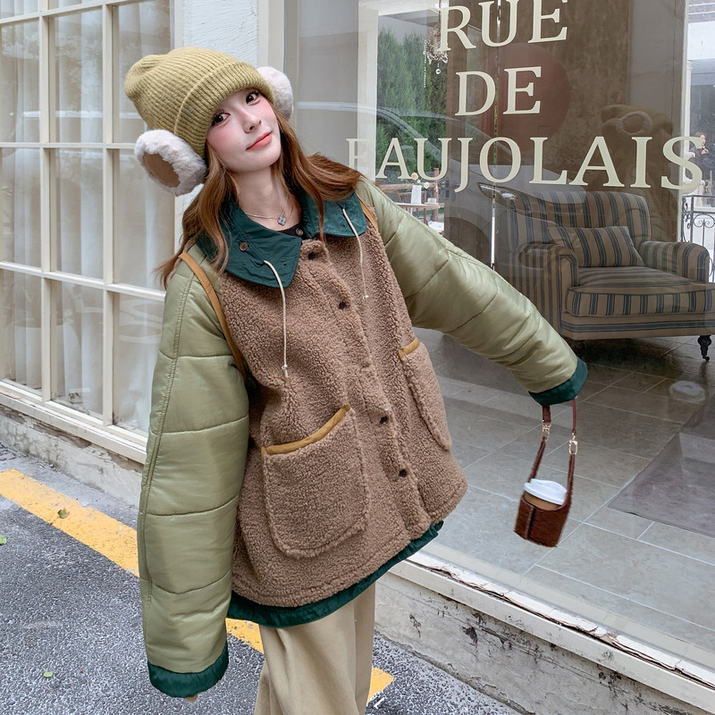 新品俩面穿羊羔毛棉服D2582P235K358,女装棉衣/棉服,2C172