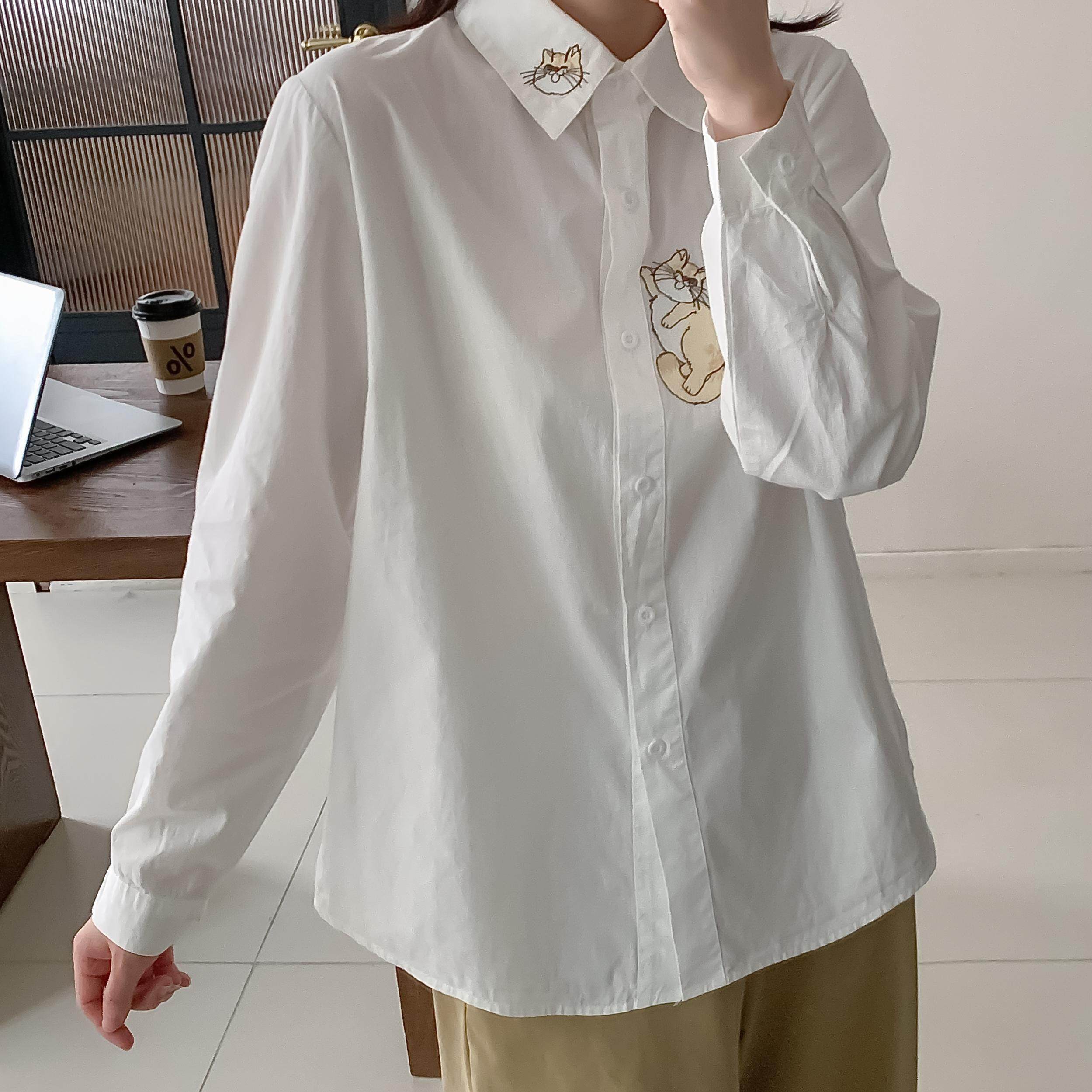 森系小清新减龄少女风衬衫