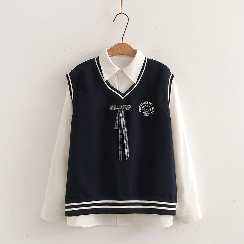 日系学院风少女学生两件套