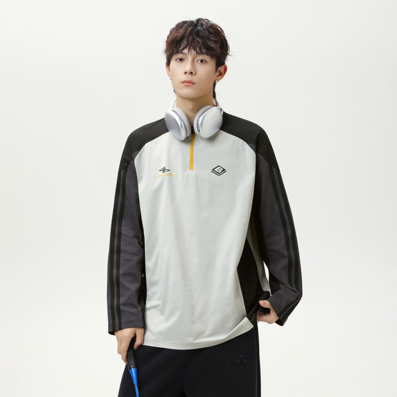 拼接撞色防晒透气运动T恤男秋季