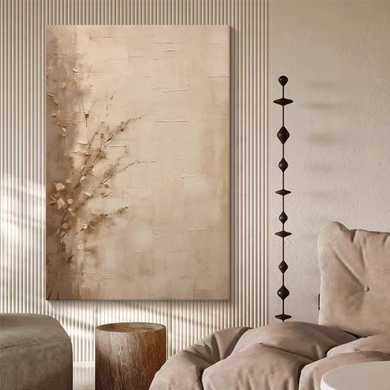 手绘油画中古侘寂风抽象装饰画