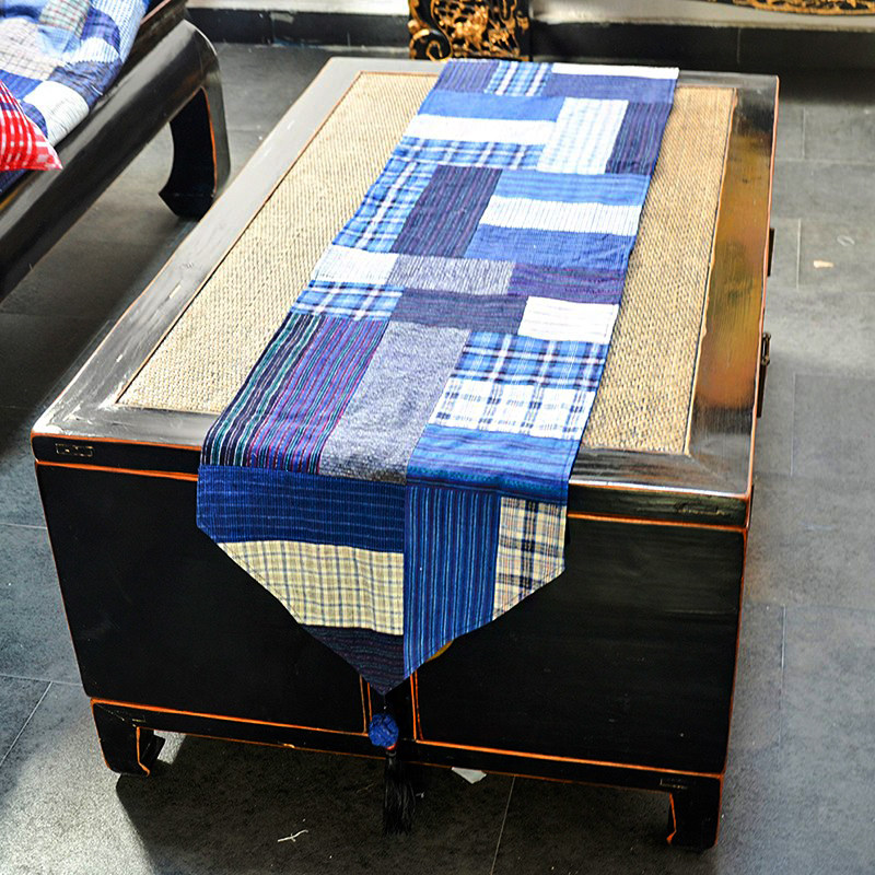 丹凤布艺中式家居软饰布艺上海手织布土布拼布吊穗桌旗床旗柜旗,居家布艺,桌旗,淘宝优惠券,粉丝福利购,淘宝优惠卷