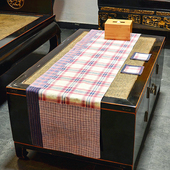 丹凤布艺中式 手工土布拼布桌旗餐垫茶席禅意桌布客栈杯垫蓝色套装