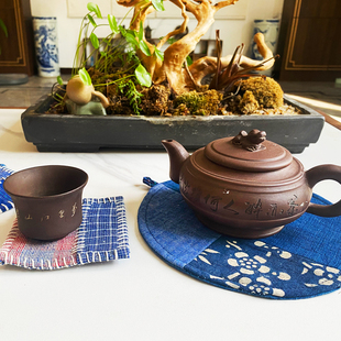 上海手织布中式复古家居布艺手工土布镶边杯垫茶垫餐垫茶垫隔热垫