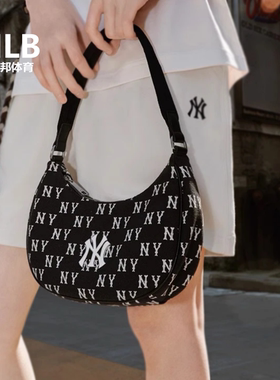 MLB正品泫雅同款女子复古潮流老花腋下包单肩斜跨手提包3ABQS014N
