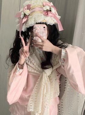 洛丽塔汉洋折衷扁帽lolita草帽