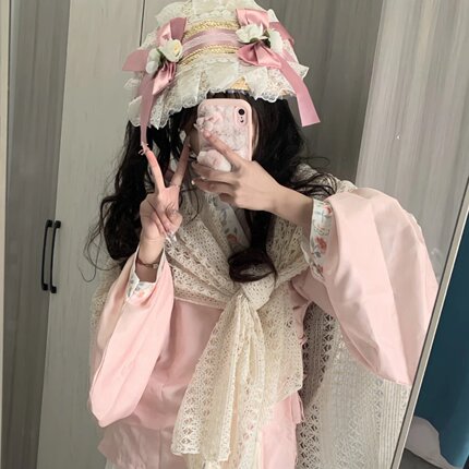 洛丽塔汉洋折衷扁帽lolita草帽波奈特BNT搭lolita蕾丝蝴蝶结草帽