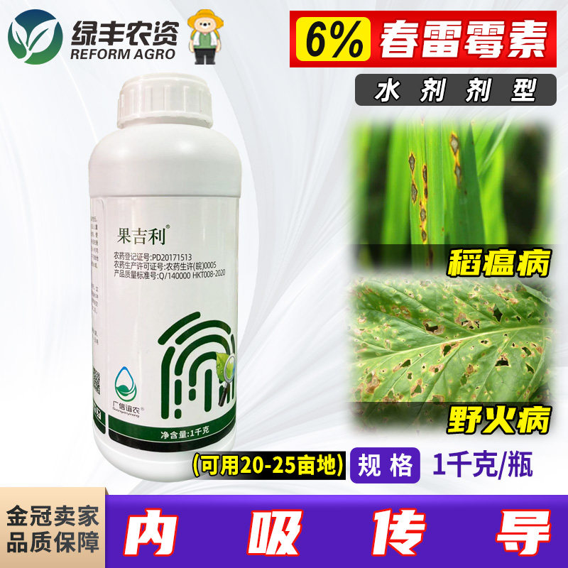 6%春雷霉素水剂水稻稻瘟病烟草野火病专用药杀菌剂正品农药1000g