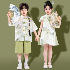 国风儿童演出服2025新款男童唐装新中式女童旗袍裙合唱表演舞蹈服