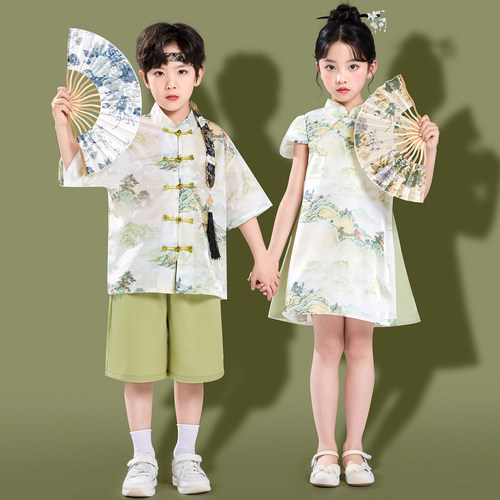 中国风旗袍裙儿童2026夏季演出服