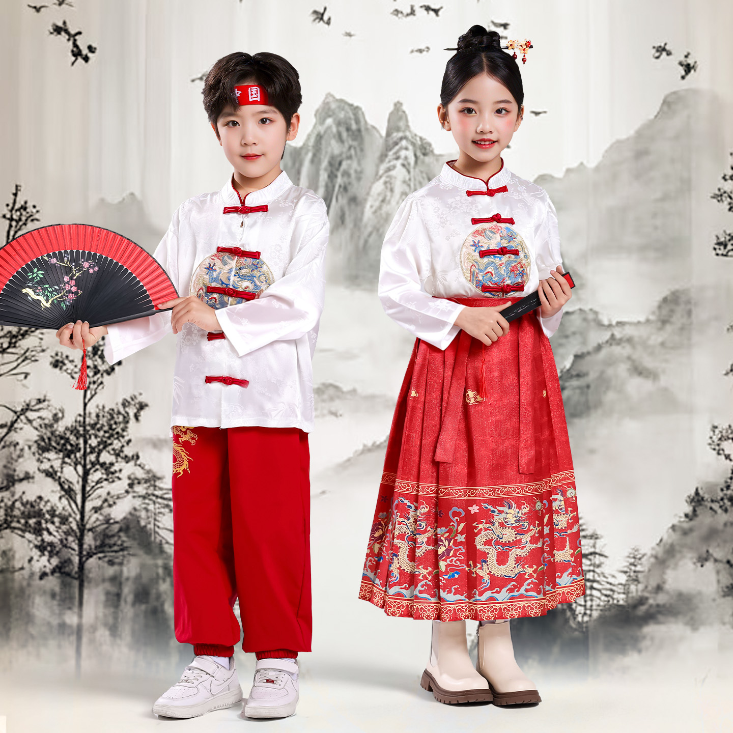 中式马面裙儿童演出服合唱朗诵服