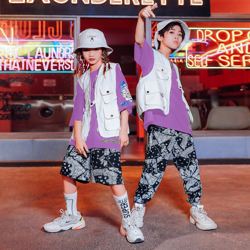 热销儿童演出服街舞六一啦啦队表演服爵士舞服装女童hiphop潮装啦