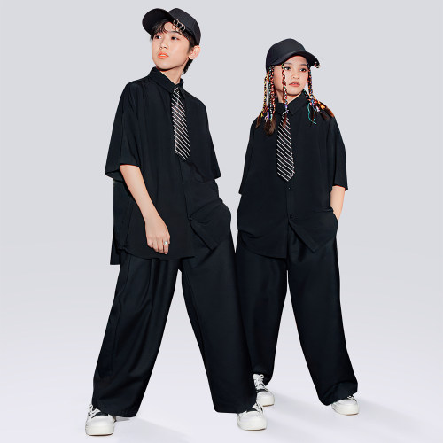 Gasvr男童女童现代舞黑色爵士舞