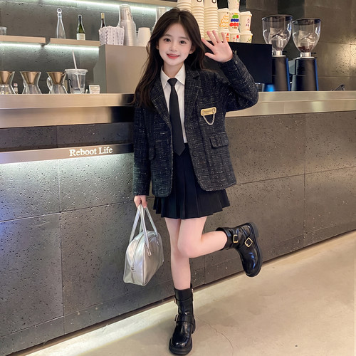 女大童装秋季韩式小香风西装套装