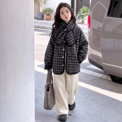 女童装秋冬季夹棉加厚双面穿外套