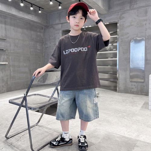 男大童装夏季薄款短袖短裤套装潮