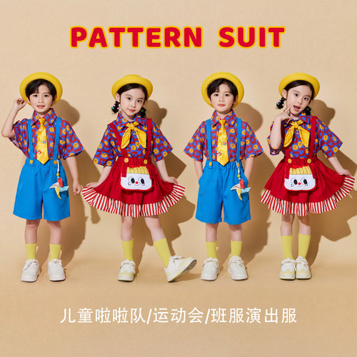 女童卡通印花蓬蓬裙演出服红蓝