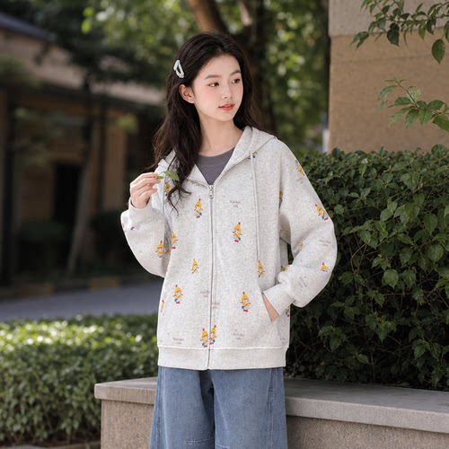 女童装秋季韩版休闲连帽卫衣外套