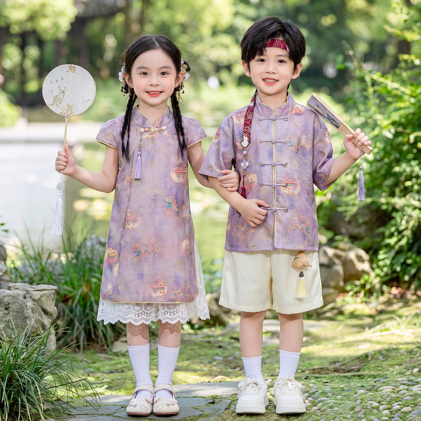 儿童汉服套装男女童装夏季中国风图片