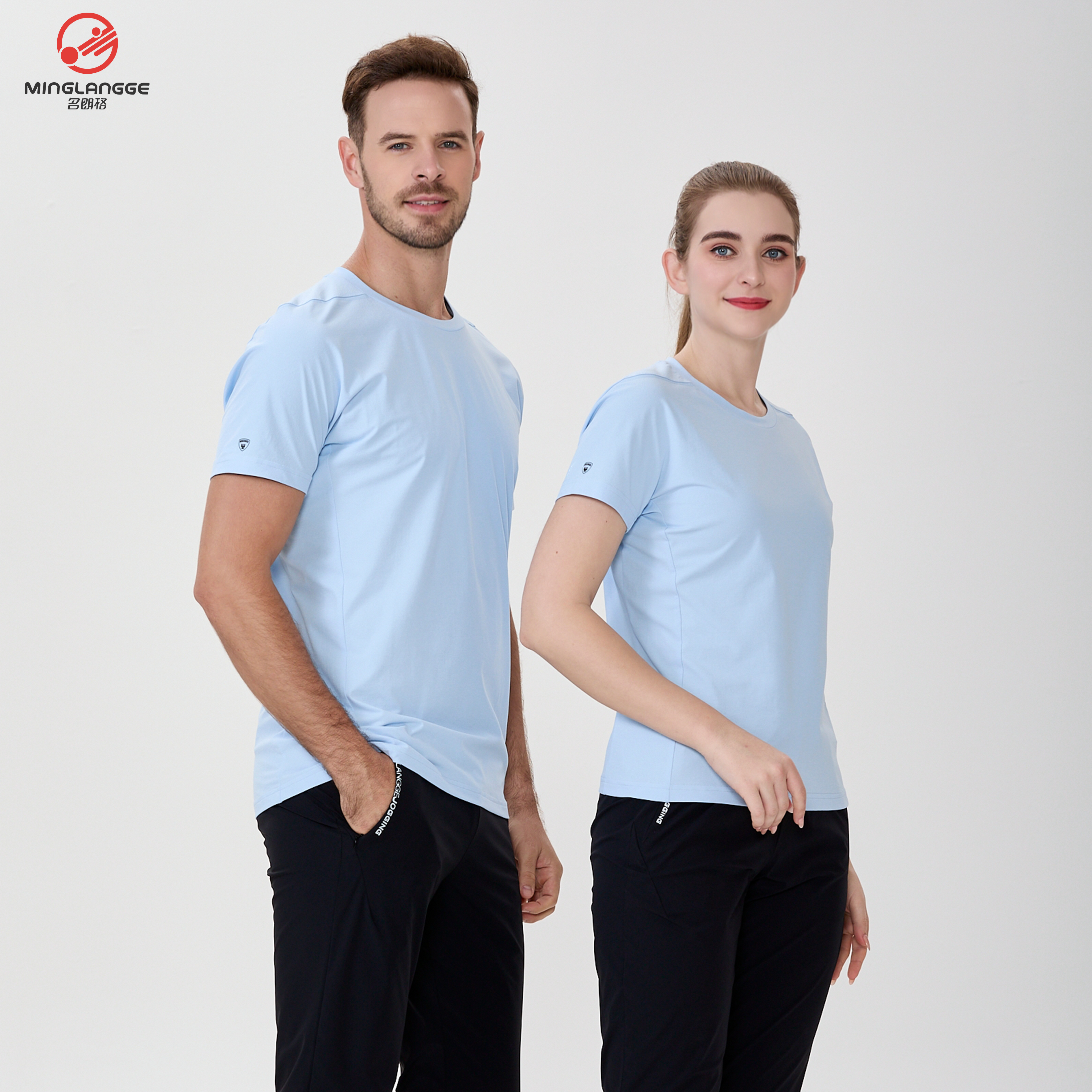 名朗格春夏团体运动服男女款短袖T恤圆领套装广播体操出场服定制