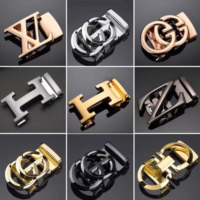 皮带扣腰带扣男士自动扣头高档字母裤带卡头仿铜滑扣配3.5cm带身