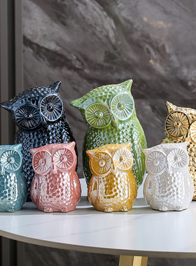 陶瓷猫头鹰摆件创意动物摆设品
