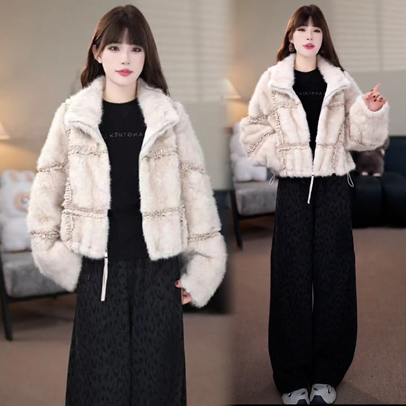 时尚皮毛一体毛绒绒短外套女冬季洋气加厚保暖小个子百搭皮毛上衣,女装/女士精品,短外套,淘宝优惠券,粉丝福利购,淘宝优惠卷