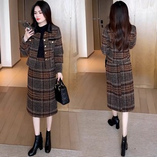时尚套装裙女2025冬季新款时髦洋气显瘦小香风短外套连衣裙两件套