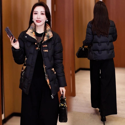 新中式立领羽绒棉服女2025冬新款洋气显瘦国风盘扣面包服保暖外套