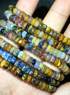 纳米比亚料彼得石算盘珠手链叠珠手串玉化火彩黄色彩猫眼男女款