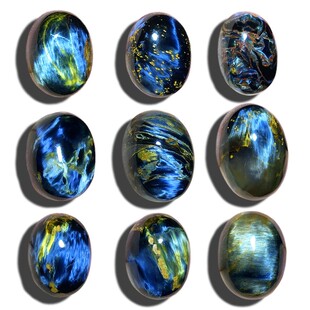 彼得石戒面吊坠镶嵌戒指蛋面裸石半成品纳米比亚料火彩蓝色猫眼