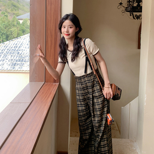 王晨艺同款2024春季新款背带裤高腰休闲裤女宽松薄款高级感裤子