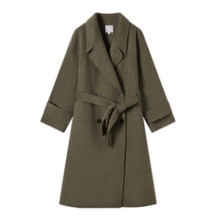 【杜鹃同款】对白极简风驼绒双面呢羊毛大衣女2025冬新款毛呢外套