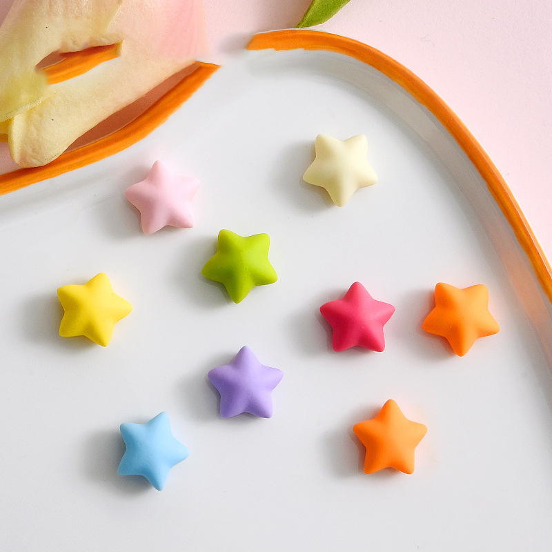 创意五角星珠子树脂配件批发 手工diy包头绳发饰手机冰箱贴片娃屋