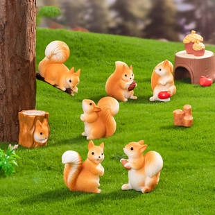 苔藓微景观创意可爱小松鼠公仔 饰品配件微缩小摆件 园艺造景diy装