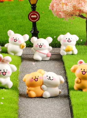 小白狗树脂车载中控台摆件